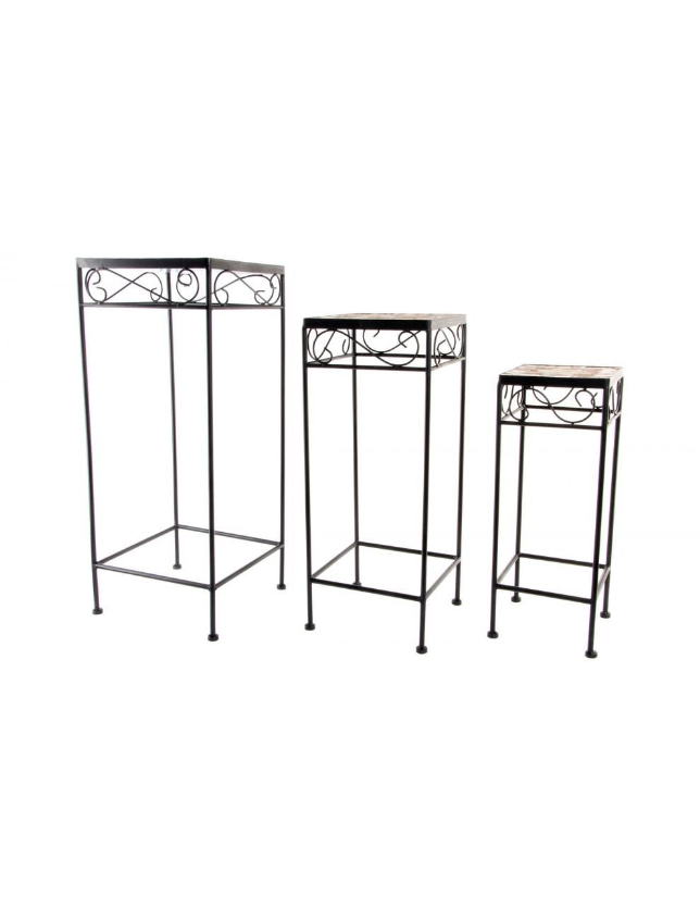 MESA APOIO GRANDE METAL COM TAMPO EM PEDRA  MOSAICO - MB-129606