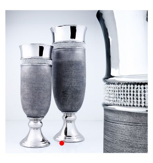 JARRA DECORATIVA ANTRACITE C/BRILHANTES 18*18*52 24102-1 - 11441923