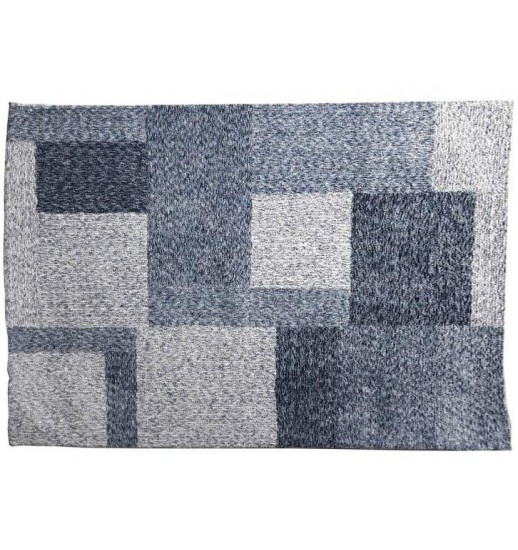 TAPETE POLIESTER 160*230 QUADRADOS AZUL - TX-146041