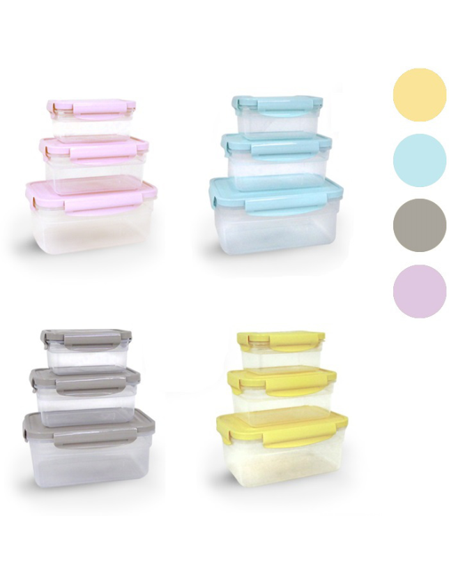 CAIXAS HERMETICAS RECT.CONJUNTO 3 CORES SORTIDAS 450/900/1800ML - 12144874