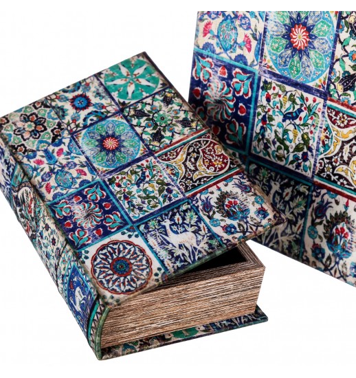 LIVRO GRANDE GUARDA JOIAS SEDA/MDF - 61390