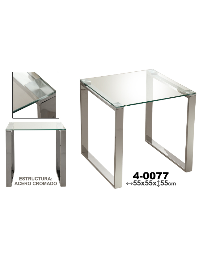MESA APOIO METAL/VIDRO 55*55*55 - 40077