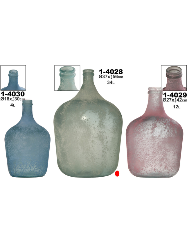 GARRAFA 34L VIDRO RECICLADO BRANCO VERDOSO ENVELHECIDO - 14028