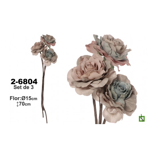RAMO 3 ROSAS POLIESTER 70CM - 26804