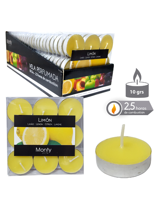 CONJ. 9 VELAS TEALIGHT PERFUMADA AMARELO  - 95130