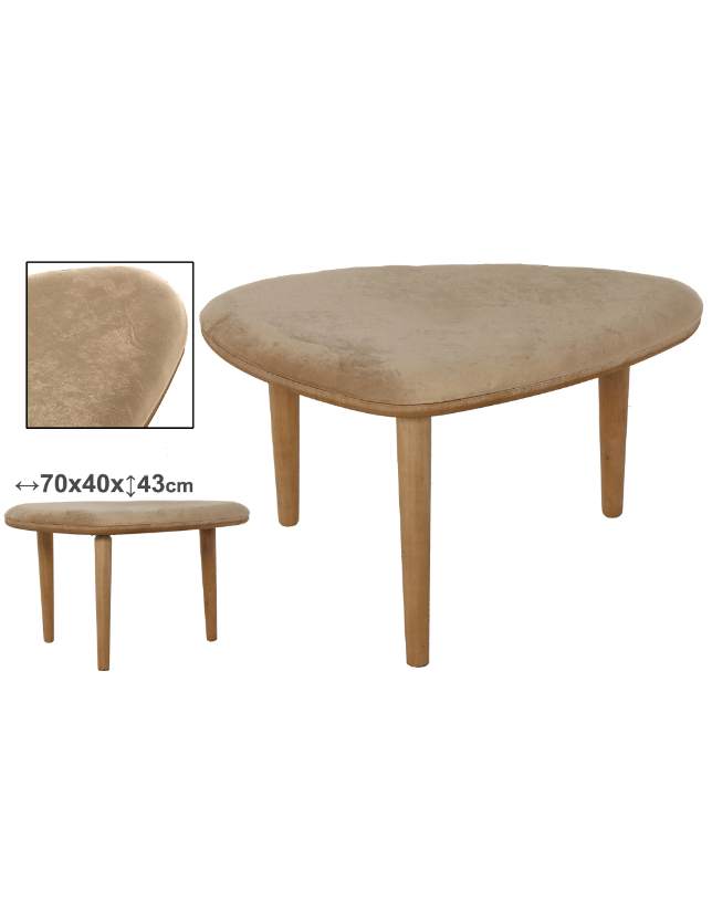 BANQUETA CREME COM 4 PATAS MADEIRA 70*40*43 - 44192