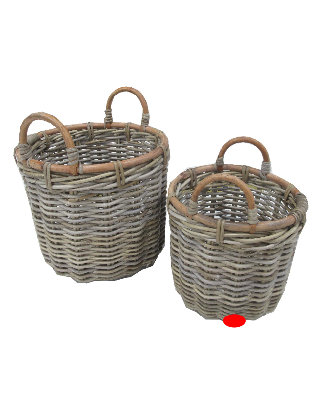 CESTO IZORA MEDIO 28*28*27 RATTAN FRAME+FULL KUBU GREY