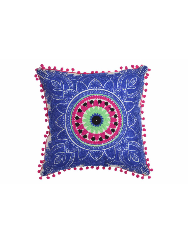 ALMOFADA DECORATIVA 45*45 450GR ETNICO BORDADO AZUL - LD-149222