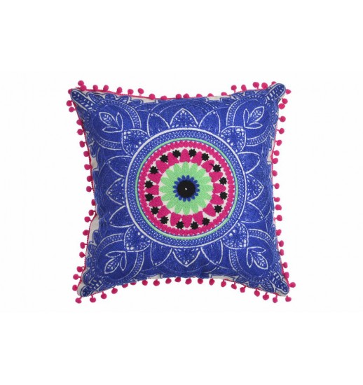 ALMOFADA DECORATIVA 45*45 450GR ETNICO BORDADO AZUL - LD-149222