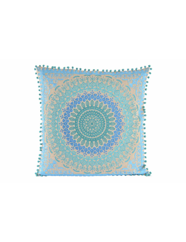 ALMOFADA DECORATIVA ALGODAO 60*60 850GR MANDALA TURQUESA - CJ-152314