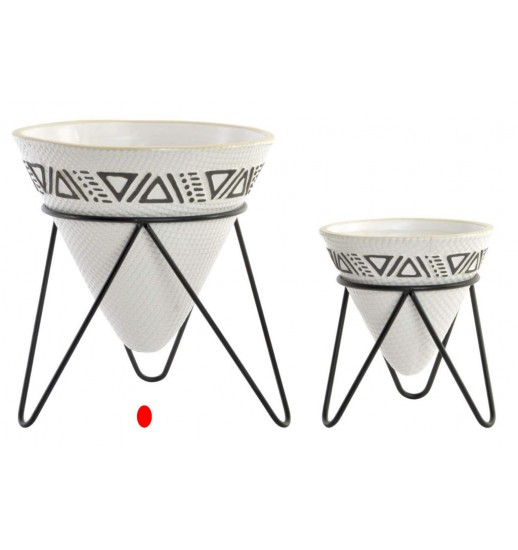 FLOREIRA GRANDE BRANCA IKAT REDONDA C/PERNAS METAL - JR-154338