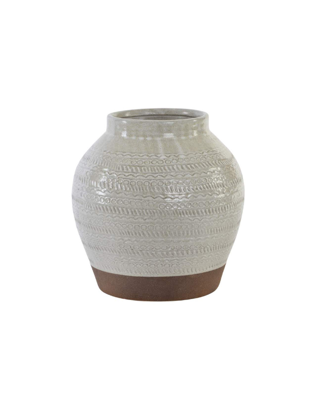 JARRA CERAMICA 26*26*27 GRAVADO BRANCO -  JR-148849