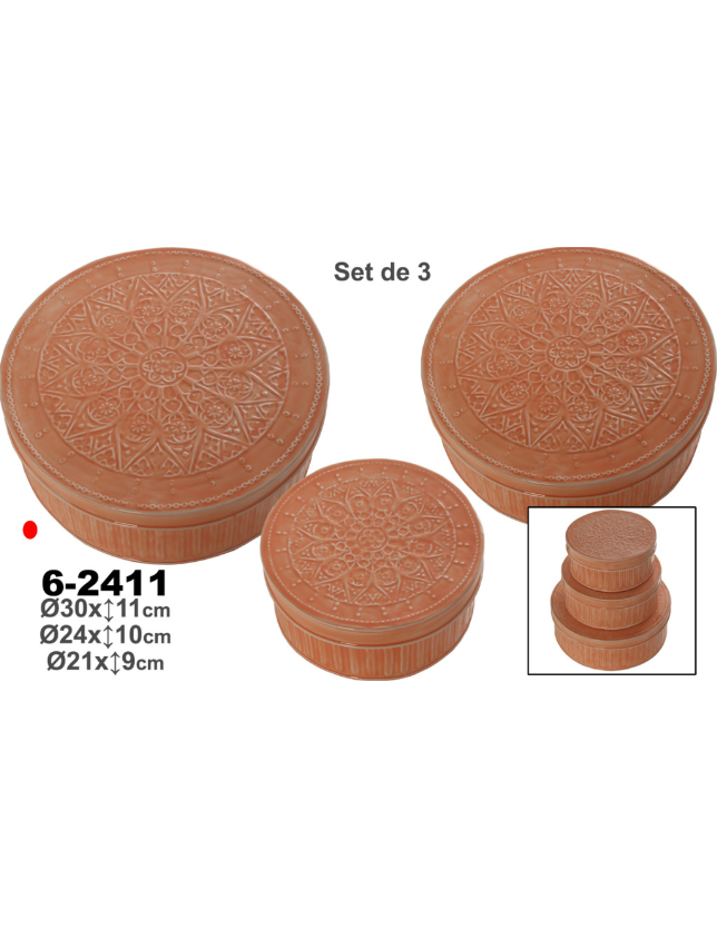 CAIXA REDONDA METAL SALMÃO GRANDE 30*11 - 62411