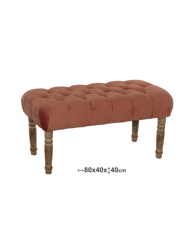 BANQUETA MADEIRA ESTOFO ROSA - 49473