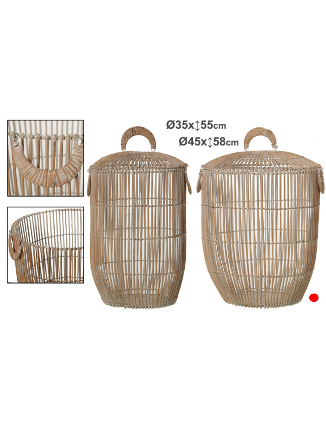 CESTO GRANDE RATAN BRANCO LAVADO 45*58 - 03736