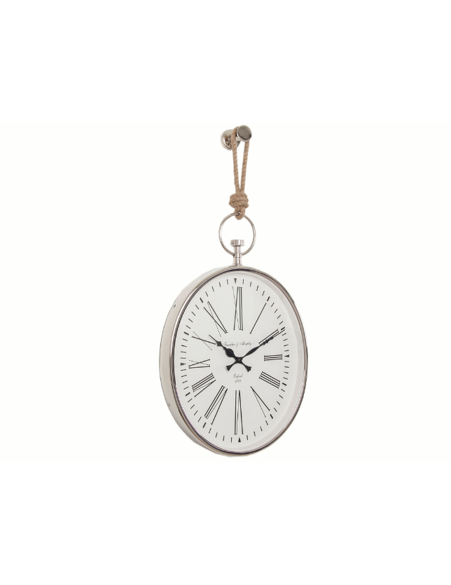 RELOGIO OVAL C/CORDA MADEIRA AÇO INOX - 23187