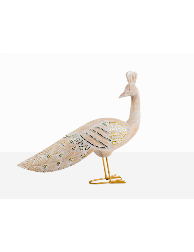 FIGURA PAVÃO REAL MADEIRA C/MOSAICO - 30187