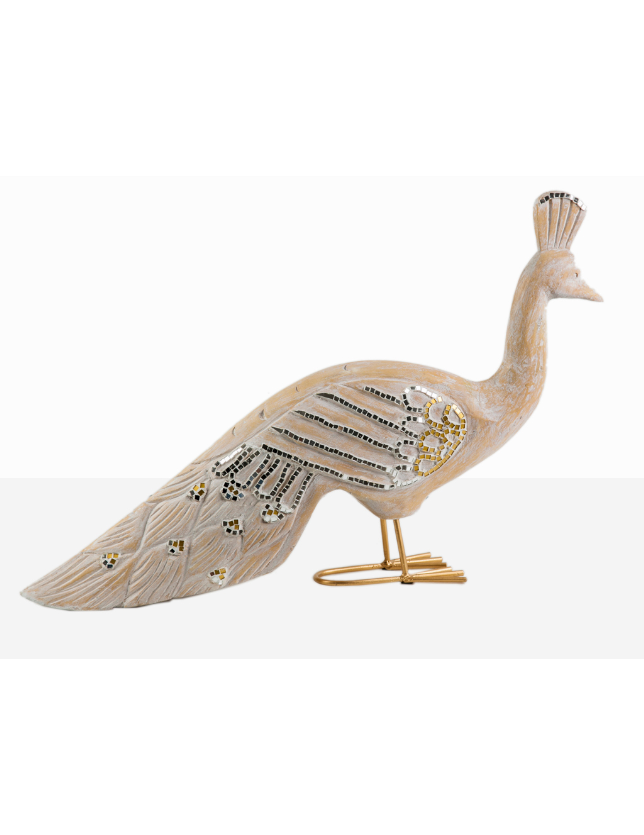FIGURA PAVÃO REAL MADEIRA C/MOSAICO - 30188