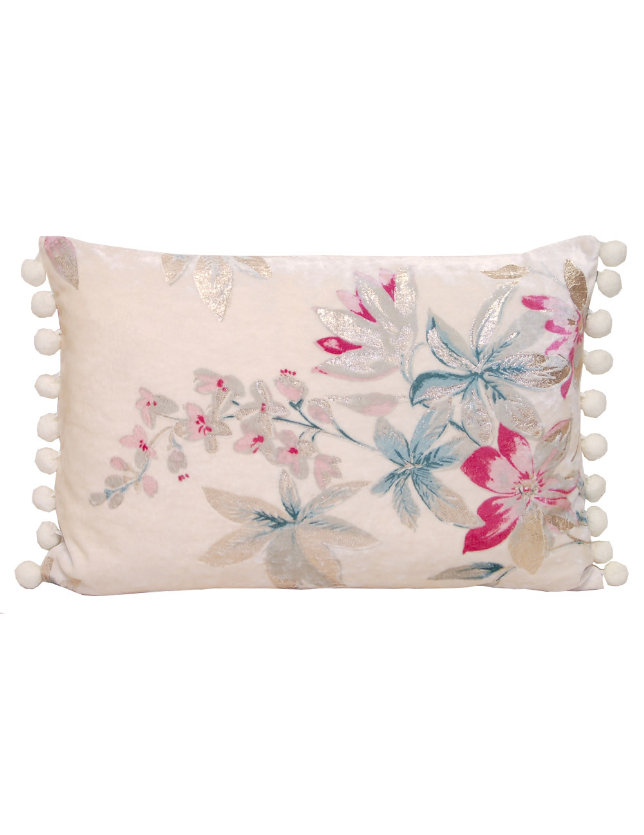ALMOFADA 35*50 FLORES VELUDO PEROLA - 75055851
