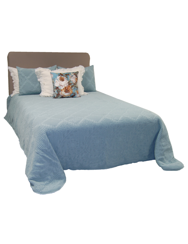 EDREDAO 250*260 LIMOGES C/ALMOFADAS AZUL NEBLINA - 96187258