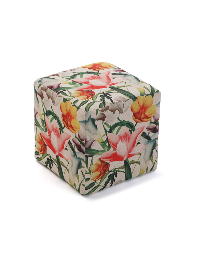PUFF CUBO FLORES VERDE - 21350172