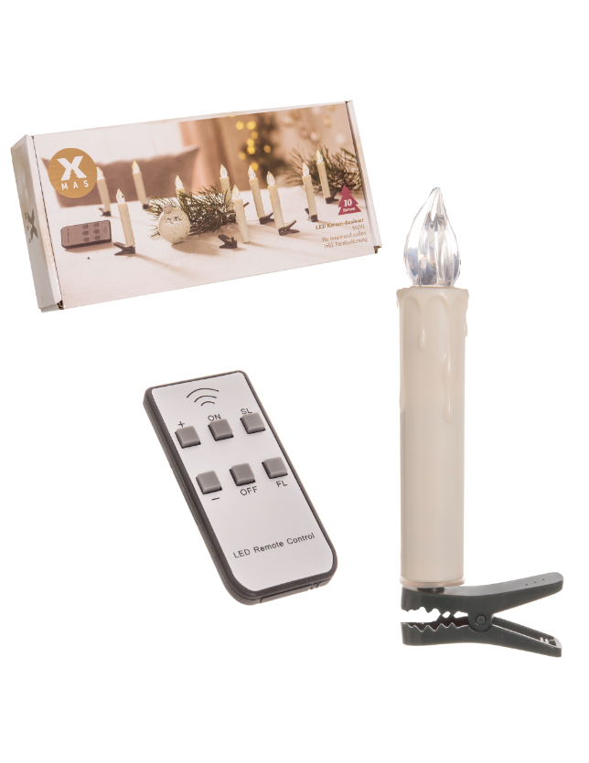 CONJUNTO 10 VELAS LED A PILHA QUENTE C/ MOLA - 114745
