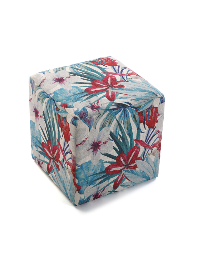 PUFF CUBO FLORES AZUL - 21350102 2