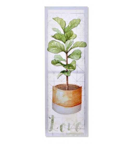 QUADRO TECIDO TELA METAL 30*3*90 VASO 3D - CU-156402