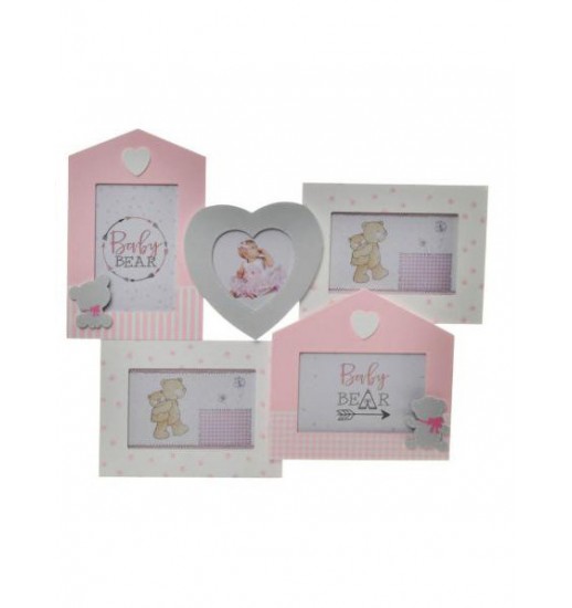 MOLDURA MULTIFOTO MADEIRA 46*2*38 5F PAREDE - BE-145943