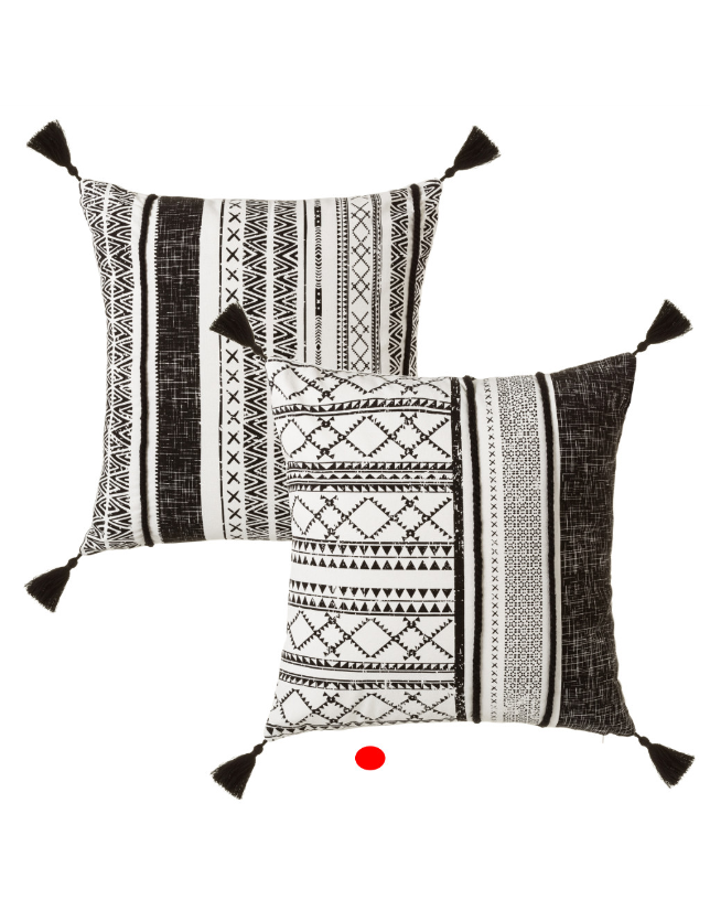 ALMOFADA BOHO PRETO/BRANCO 45*45 2MOD - 124649