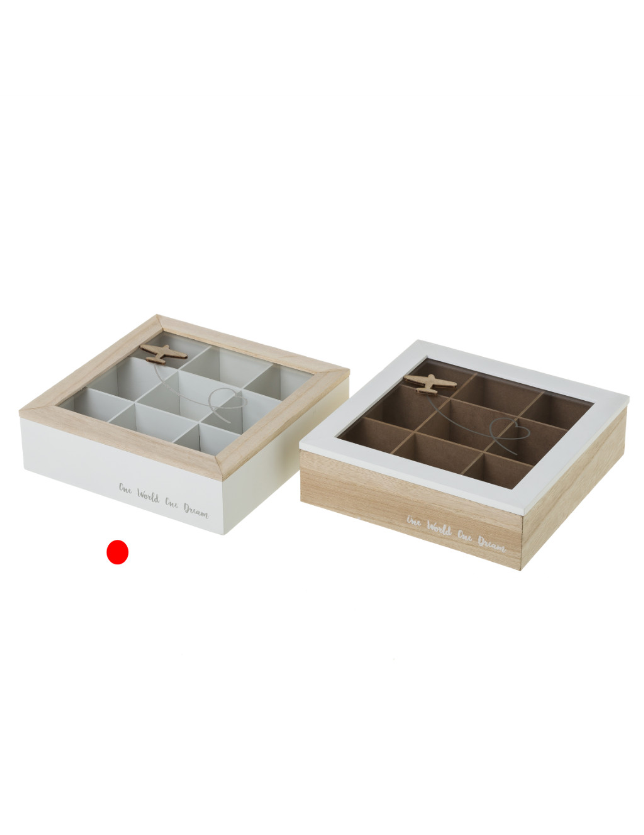 CAIXA MAPAMUNDI MDF / CRISTAL 24*24*7  - 124125