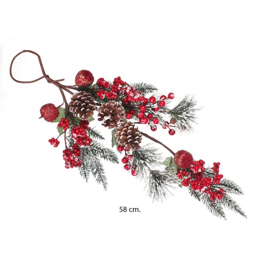 FLOR PENDENTE VISCO GEADA PINHA DECORAÇÃO - 57508