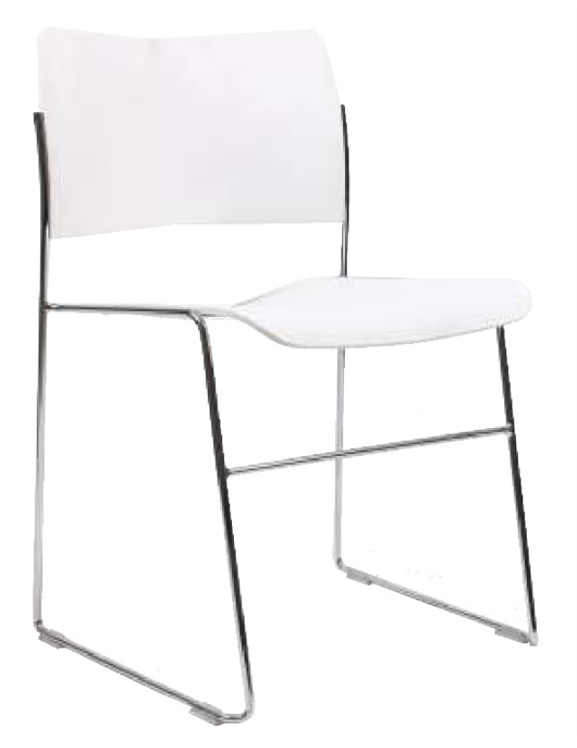 CADEIRA BRANCA ESTRUTURA CROMO ASSENTO PLASTICO POLIPROPILENO  - 1894