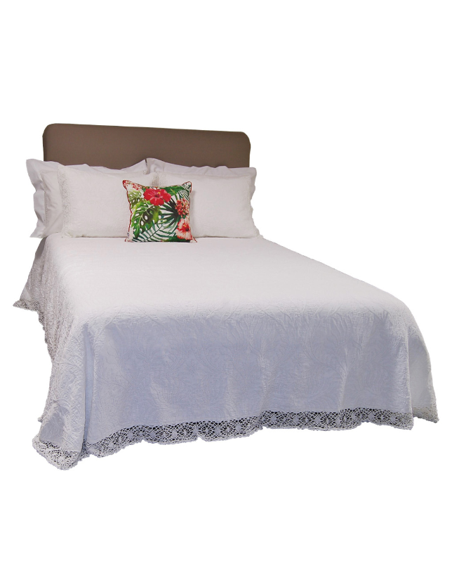 COLCHA 240*270 ROMA BRANCO C/ RENDA LARGA - 96191255