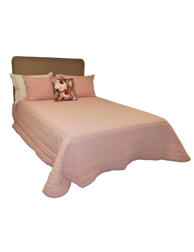 EDREDAO CASAL VERONA ROSA PALIDO 250*260 COM 2 ALMOFADAS ALM. STONE - 96194737