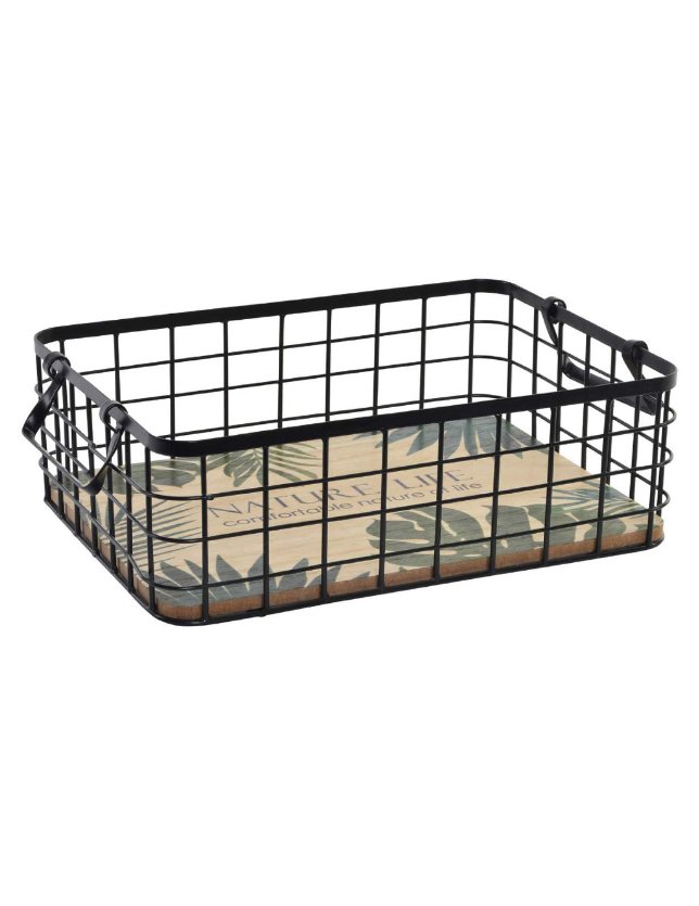 CESTO MADEIRA METAL 26*25.5*12 TROPICAL - LD-143959