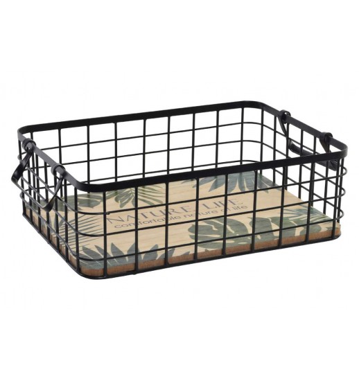 CESTO MADEIRA METAL 26*25.5*12 TROPICAL - LD-143959