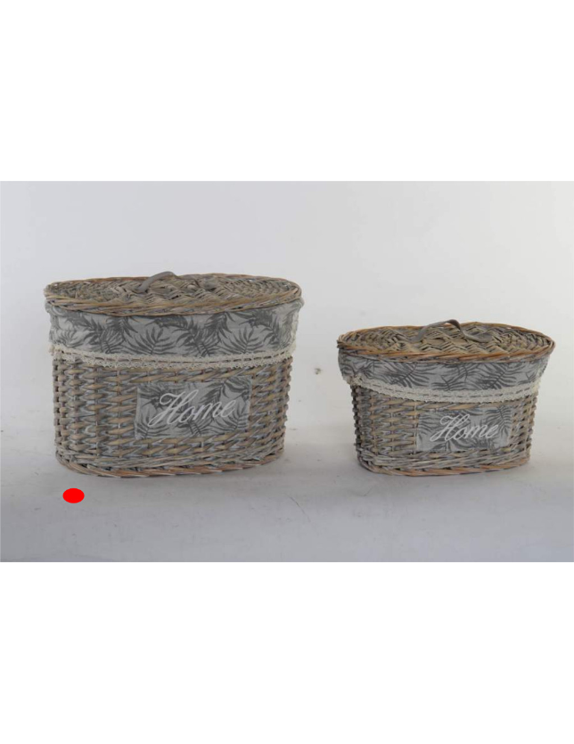 CESTO GRANDE VIME COM TAMPA TECIDO FOLHAS - DC-159307