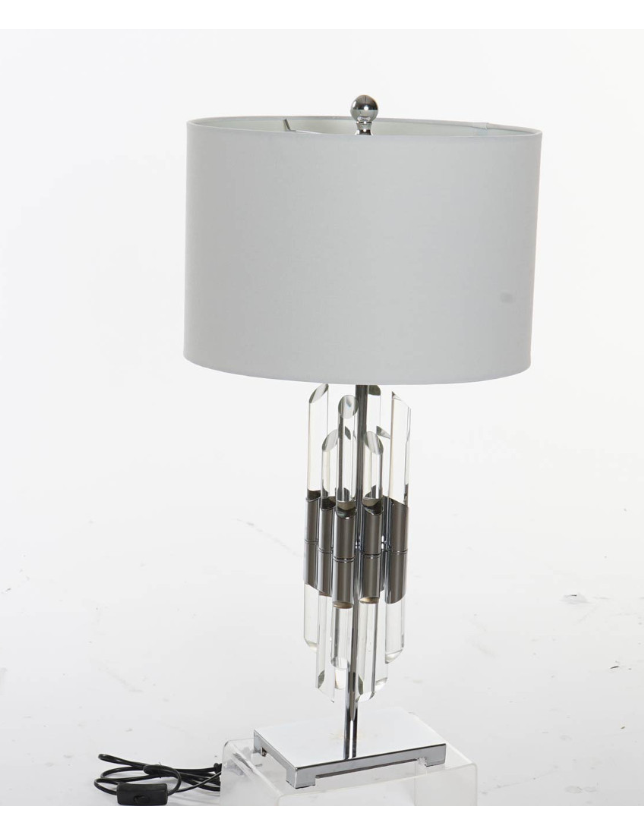 CANDEEIRO DE MESA VIDRO METAL 38*38*76 CROMADO - LA-159385