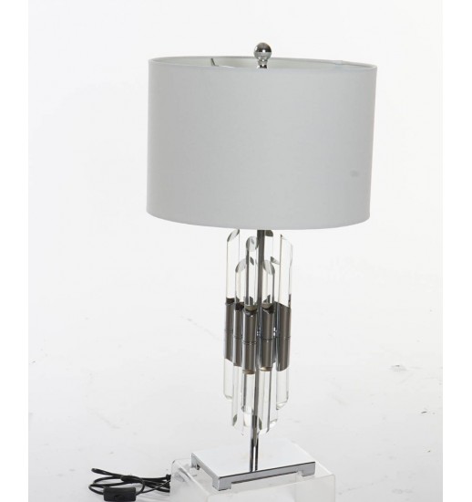 CANDEEIRO DE MESA VIDRO METAL 38*38*76 CROMADO - LA-159385