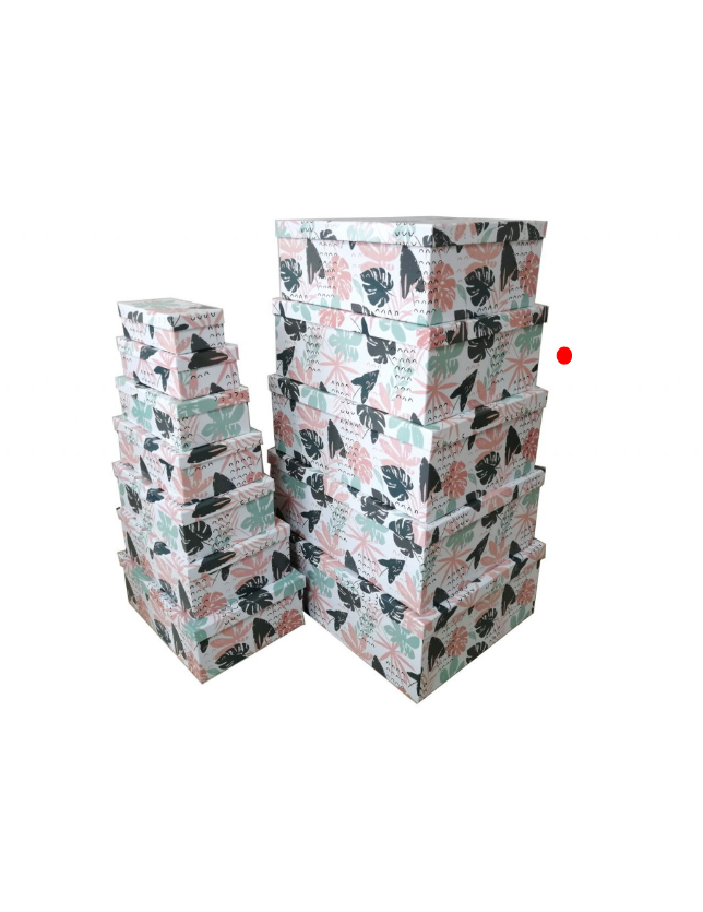 CAIXA RETANGULAR  C/ TAMPA CARTAO FLOLHAS 44*35.5*16.5 - 0196873