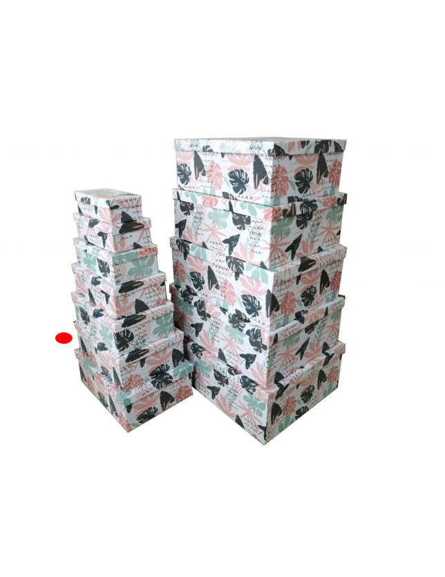 CAIXA RETANGULAR  C/ TAMPA CARTAO FLOLHAS 37*29.5*14 - 0196873