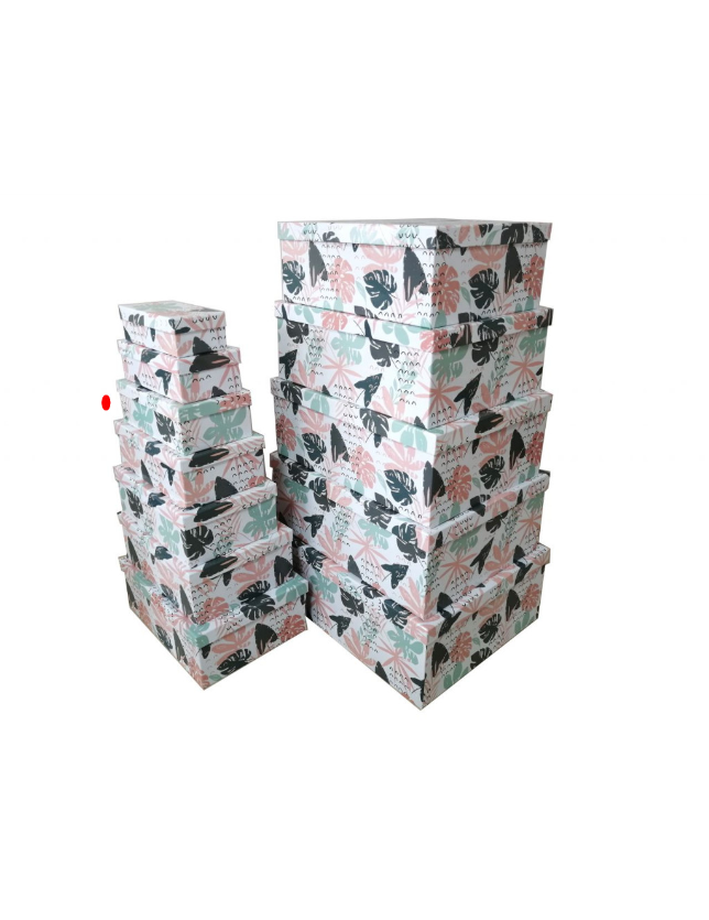 CAIXA RETANGULAR  C/ TAMPA CARTAO FLOLHAS 29*21.5*11 - 0196873