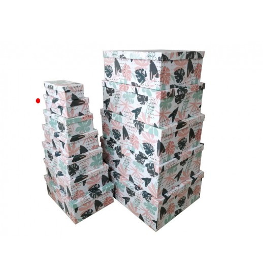 CAIXA RETANGULAR  C/ TAMPA CARTAO FLOLHAS 26.5*18.5*10 - 0196873