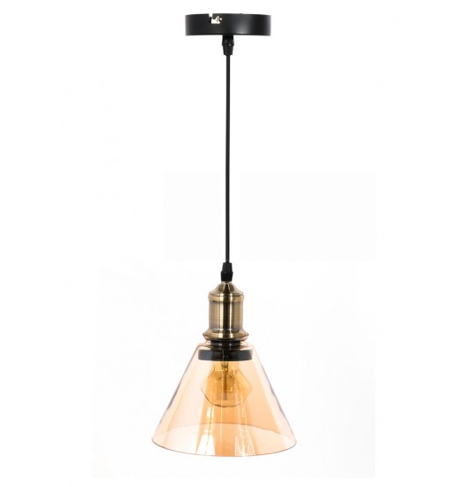 CANDEEIRO TETO SUSP. METAL / VIDRO FUMADO 18*13*18 - LA12000