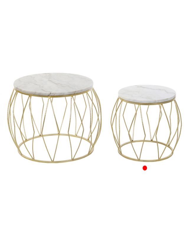 MESA APOIO METAL DOURADO C/ TAMPO MARMORE PEQUENA - MB-163826