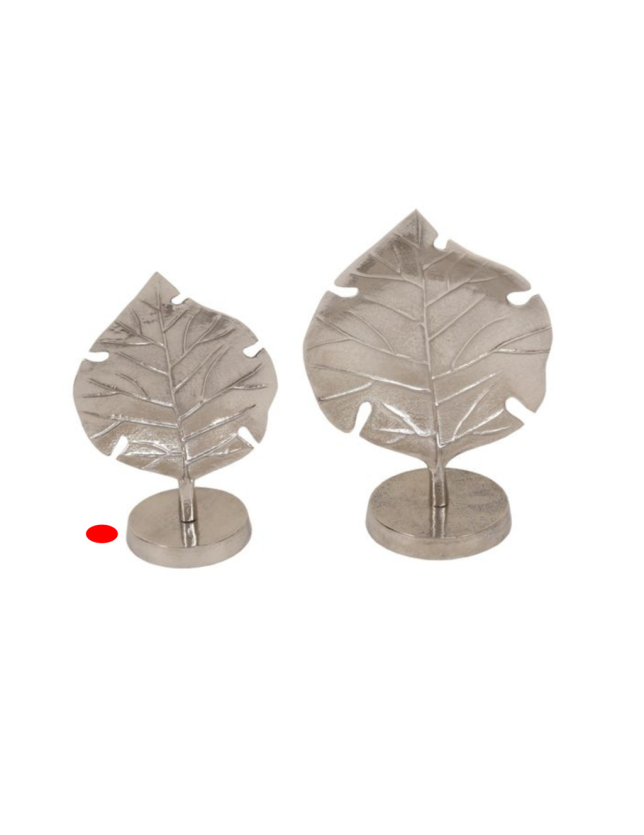 FIGURA DECORATIVA FOLHA PRATA AC INOX PEQUENA  31*13*30 - 1021196
