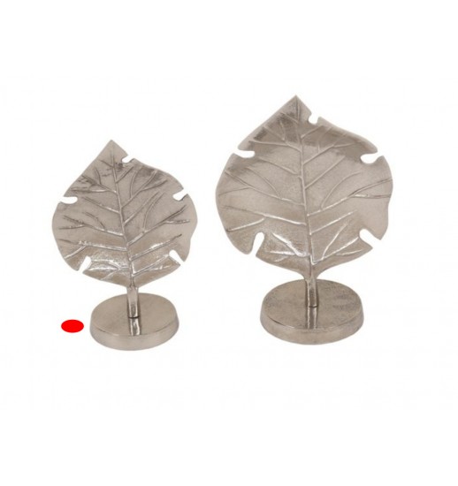 FIGURA DECORATIVA FOLHA PRATA AC INOX PEQUENA  31*13*30 - 1021196