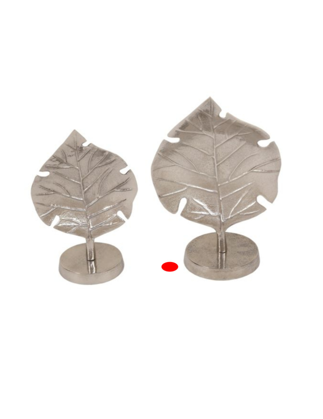 FIGURA DECORATIVA FOLHA PRATA AC INOX GRANDE 37*15*24 - 1021196