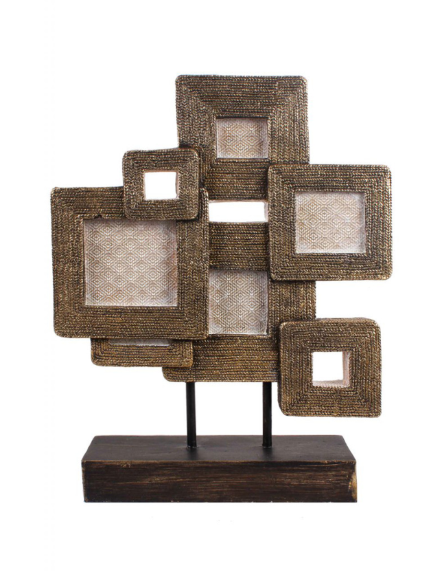 PORTA FOTOS POLIRESINA QUADRADO ORO 30*8*33 - 0872008